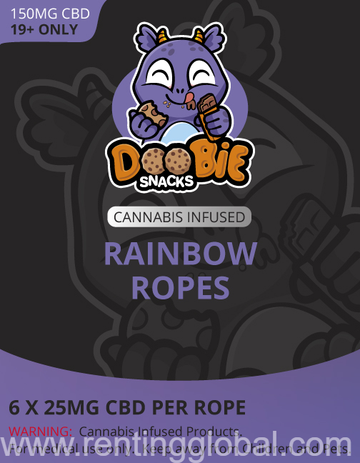 www.rentingglobal.com, renting, global, Vancouver, BC, Canada, edibles, CBD SOUR RAINBOW 150MG CBD ROPES BY DOOBIE SNACKS