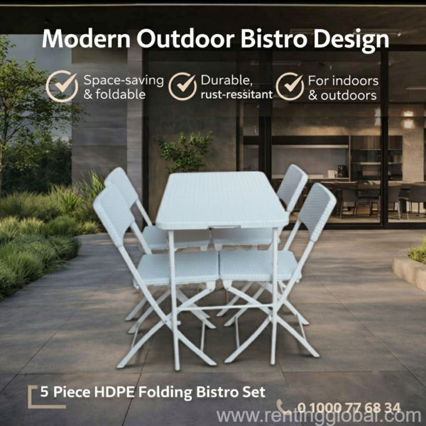 www.rentingglobal.com, renting, global, Egypt, outdoor furniture,bistro set,patio design,balcony,decor,folding furniture,furniture,home,sunboat,egypt,table,garden,home garden furniture, 5-Piece Bistro Set β Foldable & Weatherproof!
