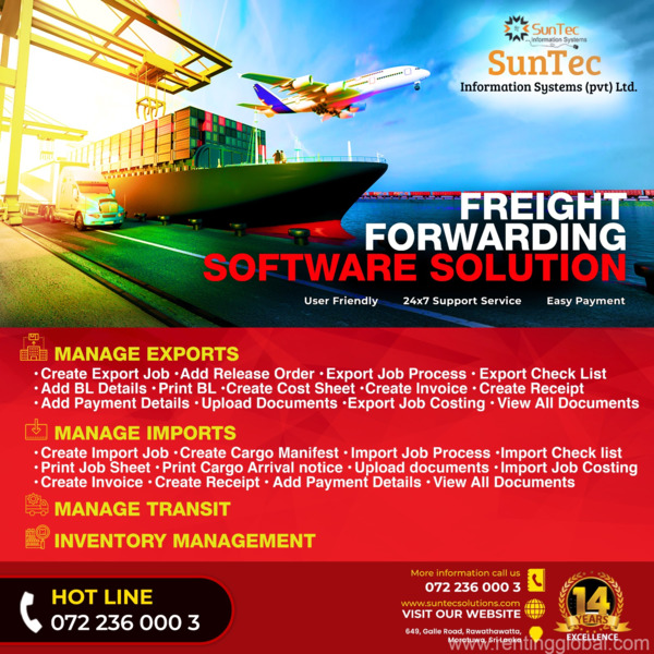 www.rentingglobal.com, renting, global, 649 Galle Rd, Moratuwa 10400, Sri Lanka, Freight Forwarding Software Solution