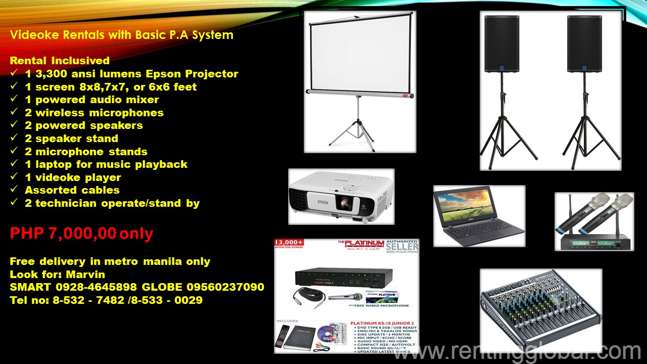 www.rentingglobal.com, renting, global, Philippines, projector,sounds,screen,videokewithprojectors,basicsounds, Videoke with projectors and basic sounds system