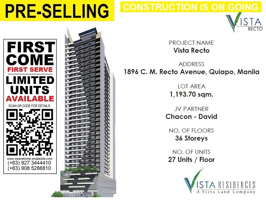 www.rentingglobal.com, renting, global, Recto Ave, Sampaloc, Manila, Metro Manila, Philippines, for sale condo in manila, Heads Up Manila Condo Buyers - For Sale Condo unit soon to turnover