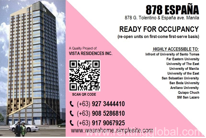 www.rentingglobal.com, renting, global, Manila, Metro Manila, Philippines, condo in manila, 878 Espana Manila