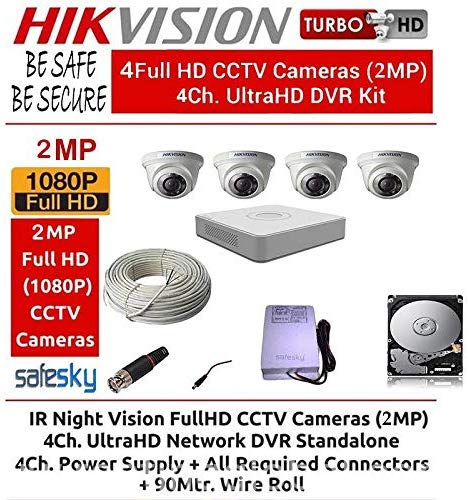 www.rentingglobal.com, renting, global, Bengaluru, Karnataka, India, hikvision, Buy Hikvision Full HD (2MP) 4 CCTV Camera & 4Ch.Full HD DVR Kit (All Accessories) and Hard disk 