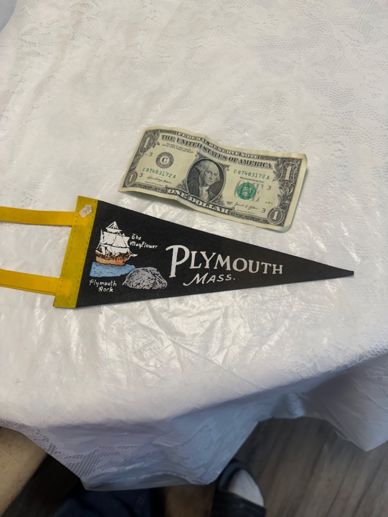 Vintage Plymouth, MA Souvenir Pennant