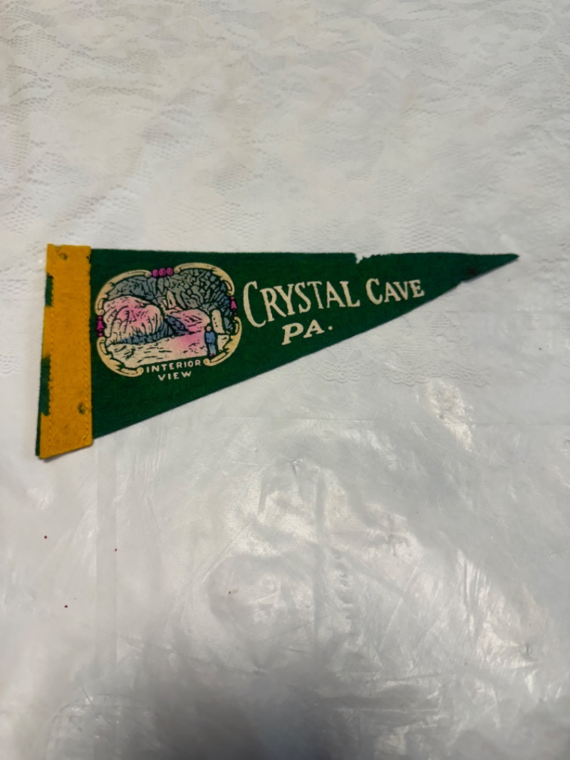 Vintage Crystal Cave PA Souvenir Pennant