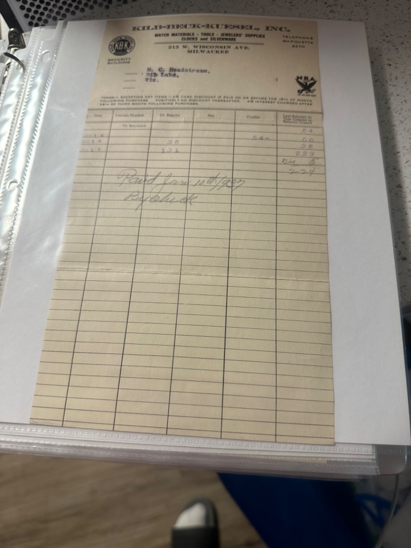 Vintage Invoice from KLI-BROCK-KUTCHMAL, INC.