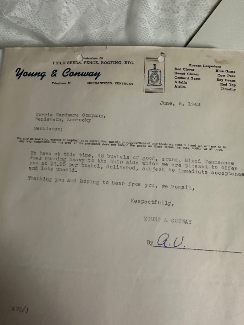 Vintage Agricultural Business Document