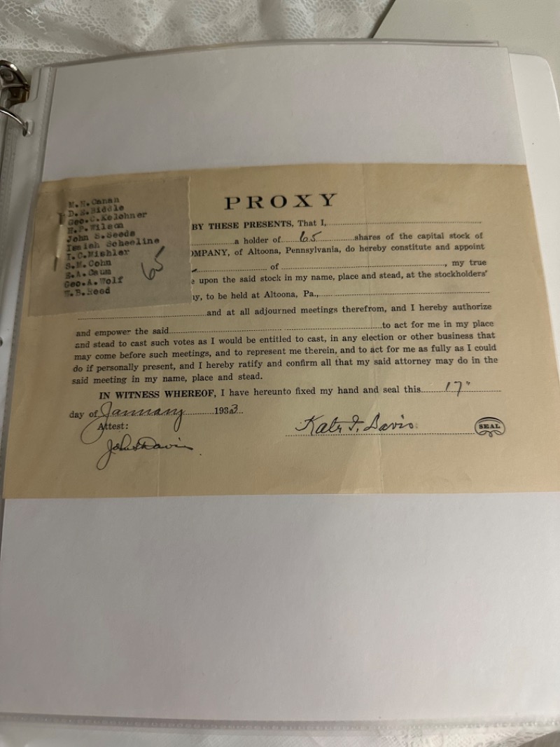 1932 Vintage Shareholder Proxy Document