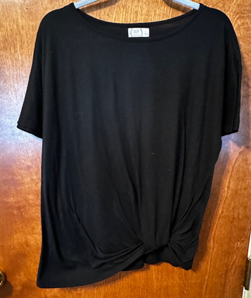 Stylish Black Knot-Front T-Shirt