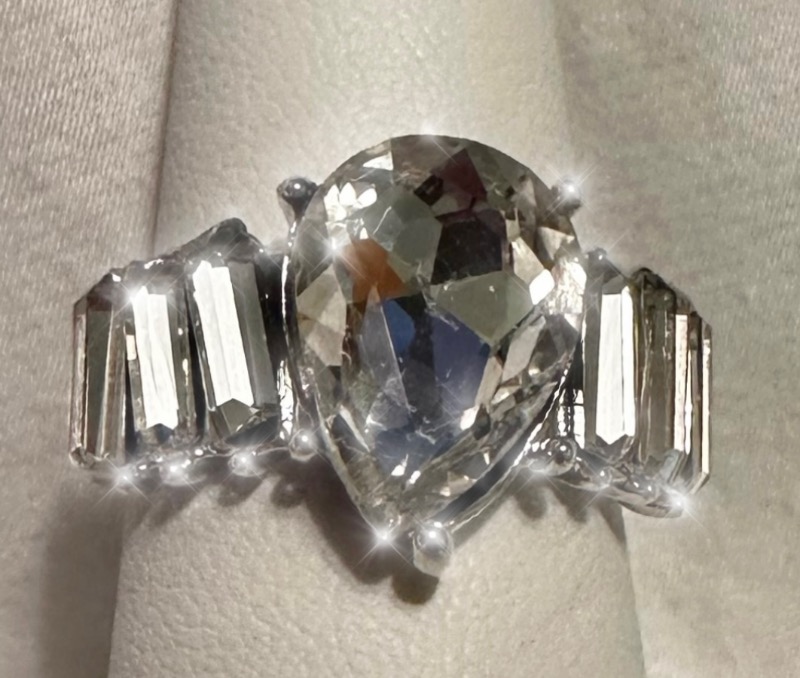 Elegant Diamond-like Ring CZ with Baguette Side Stones Size 8
