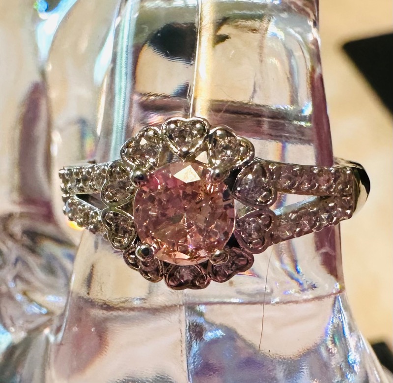 Ornate Ring with Pink CZ’s and Clear Accents Size 8/9