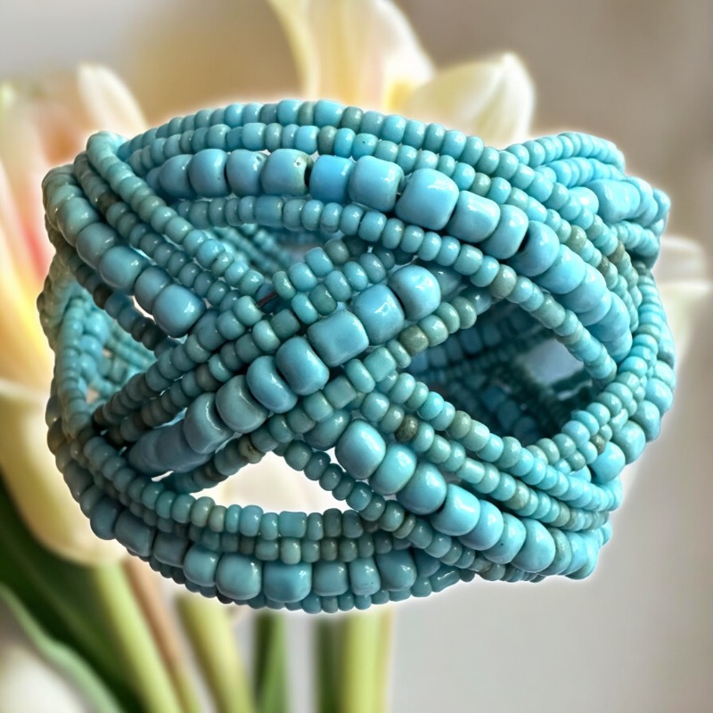 Turquoise Blue Beaded Bracelet - Artisanal Jewelry
