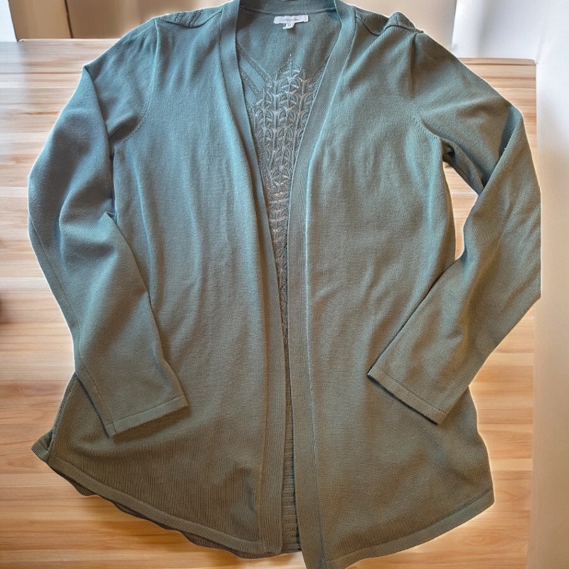 Chic Olive Green Open Front Woman's Cardigan