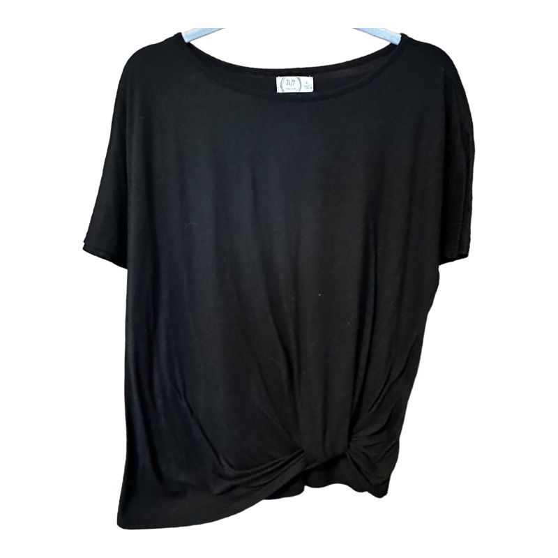 Maurice’s 24/7 Black Draped Front Blouse With Knot Large