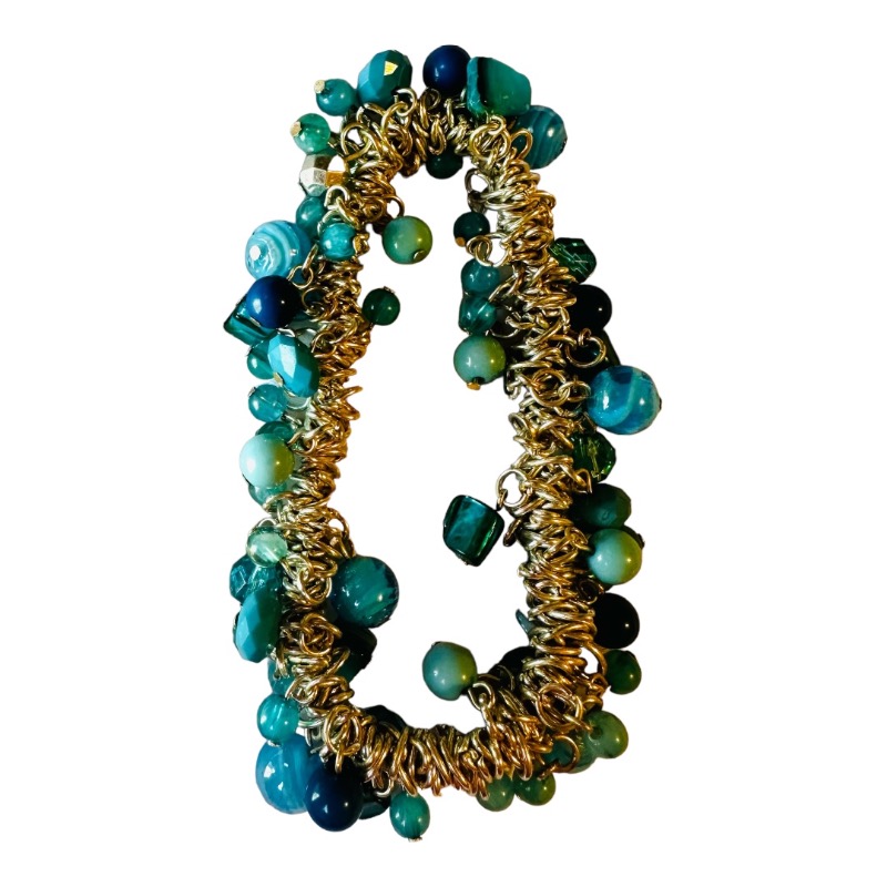 Vibrant Shades Of Blue Beaded Bracelet 