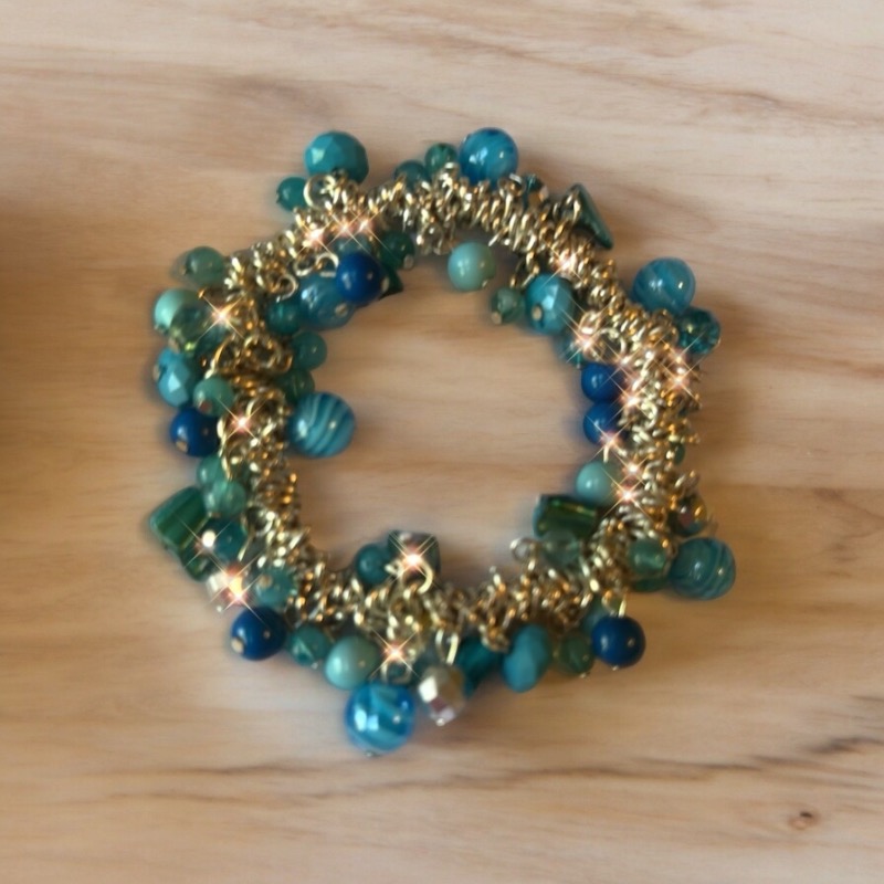 Chic Blue and Green Beaded Bracelet
