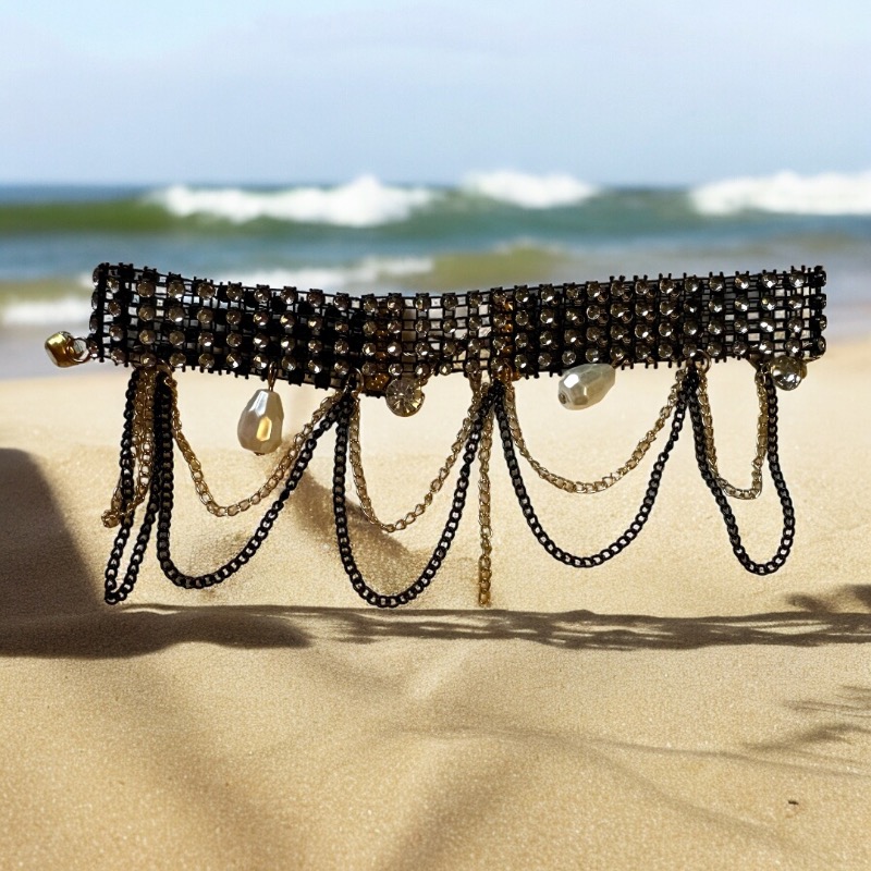 Elegant Beaded Choker Necklace with Pearl Accents