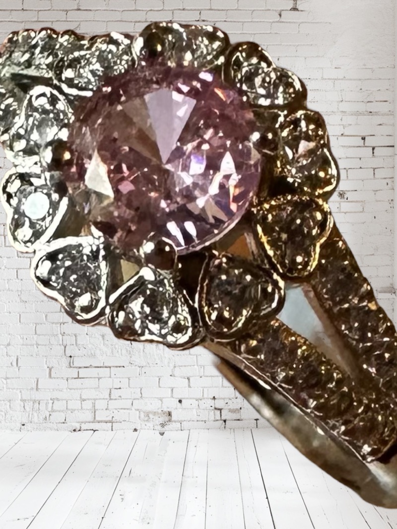 Elegant Pink Gemstone Halo Ring