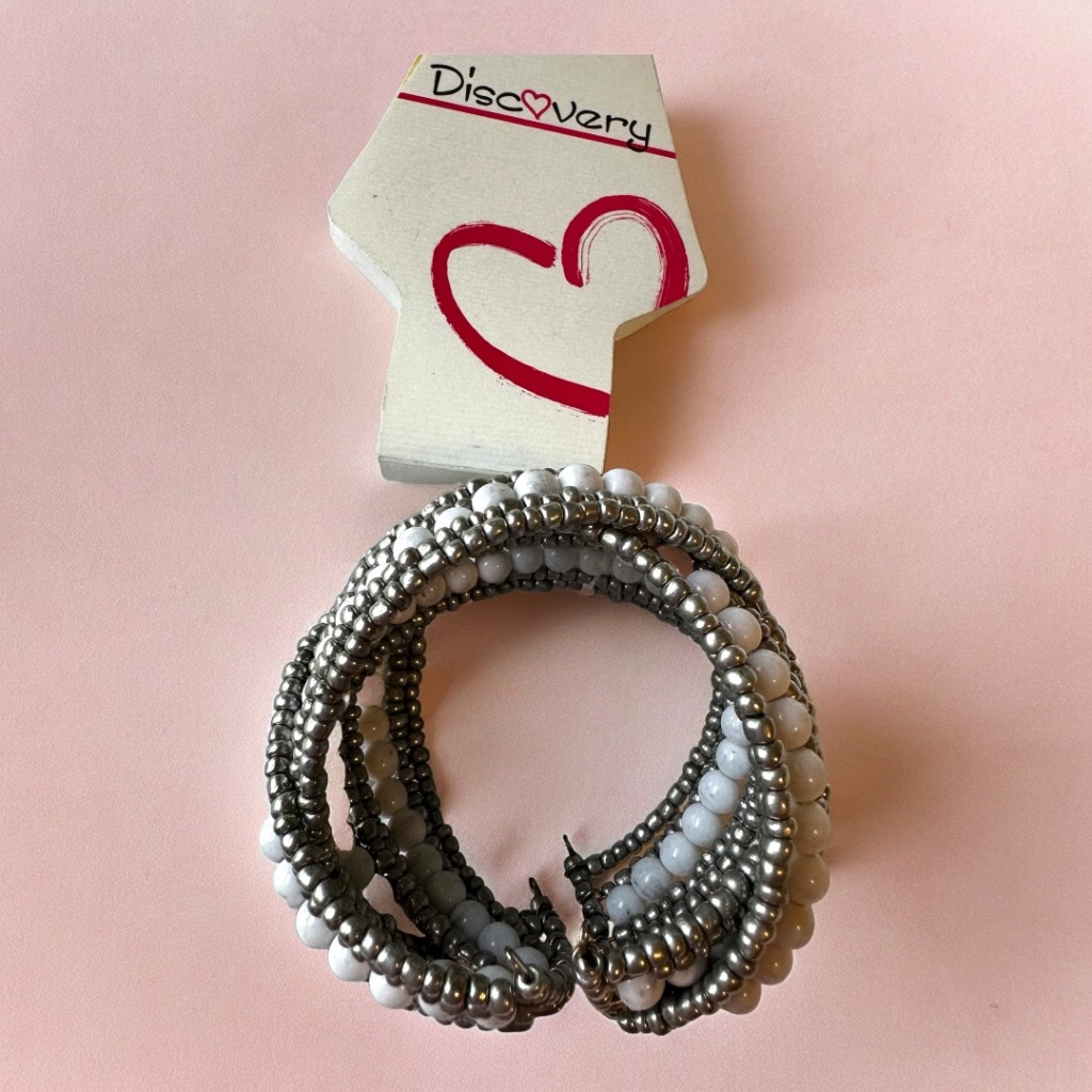 Elegant Multi-Strand Beaded Coil Bracelet NEW