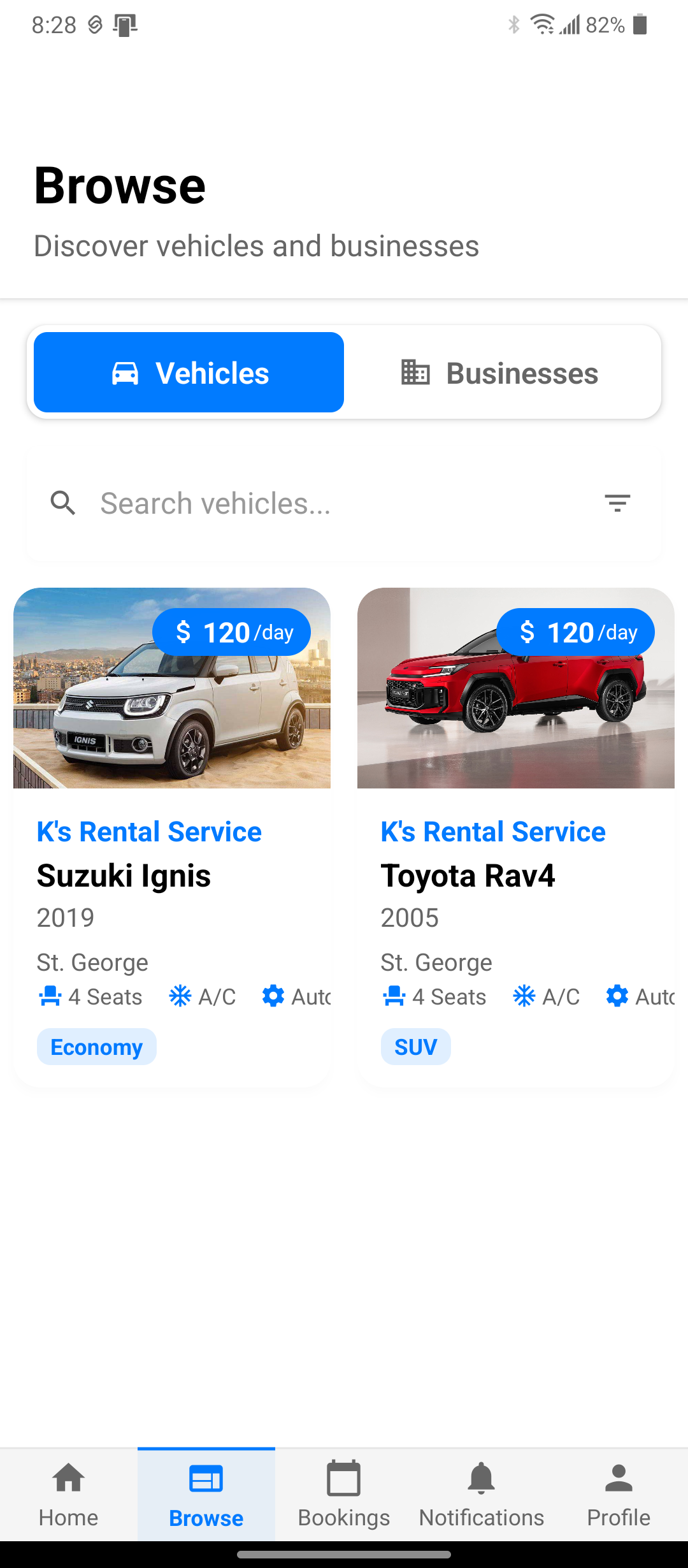 RentMe GD Mobile App Screenshot