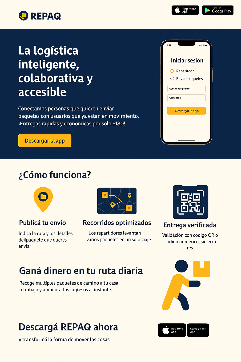 REPAQ App Mockup desde Firebase Storage