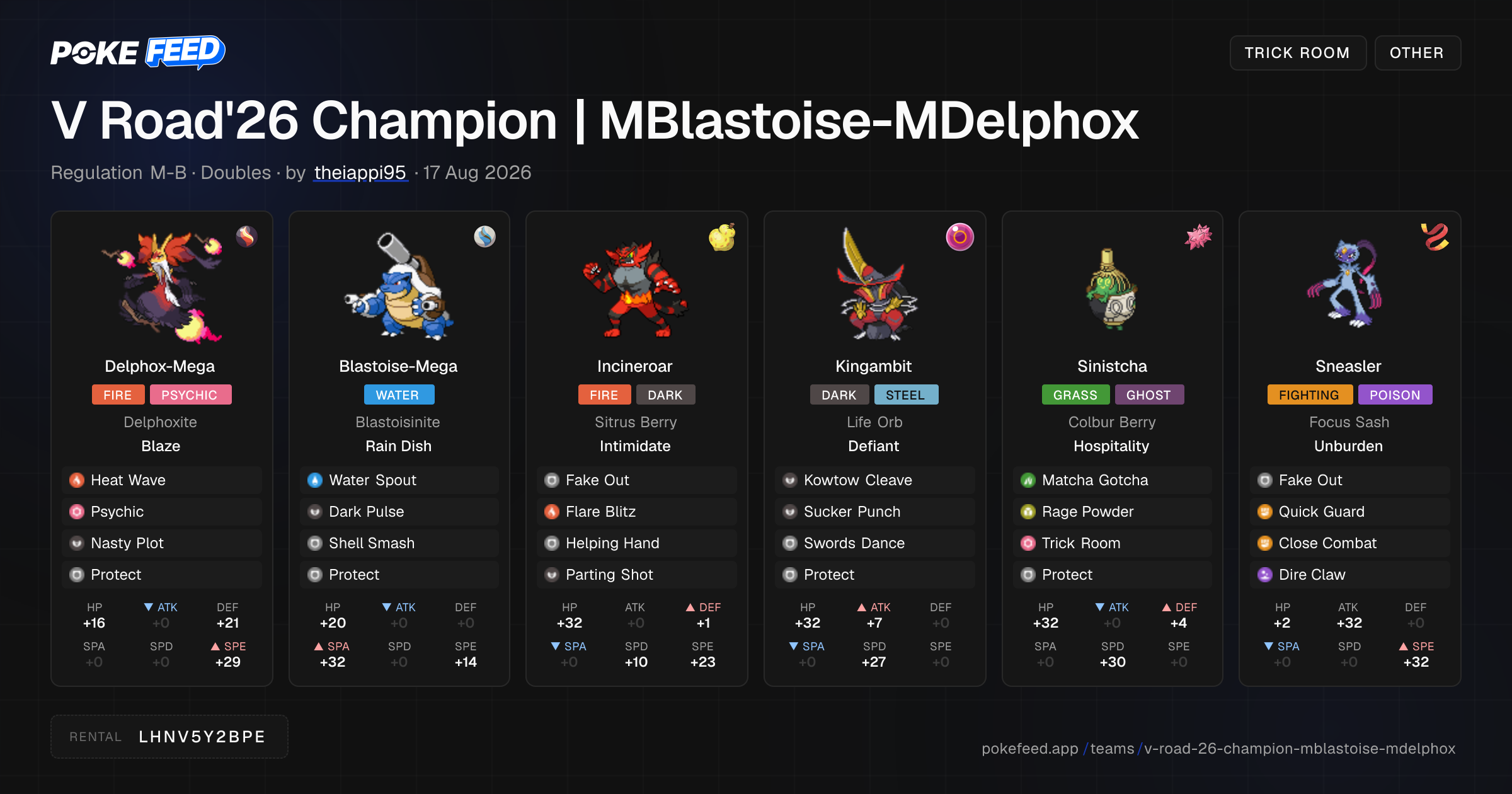 Victory Road 2026 Champion Mega Delphox Mega Blastoise preview