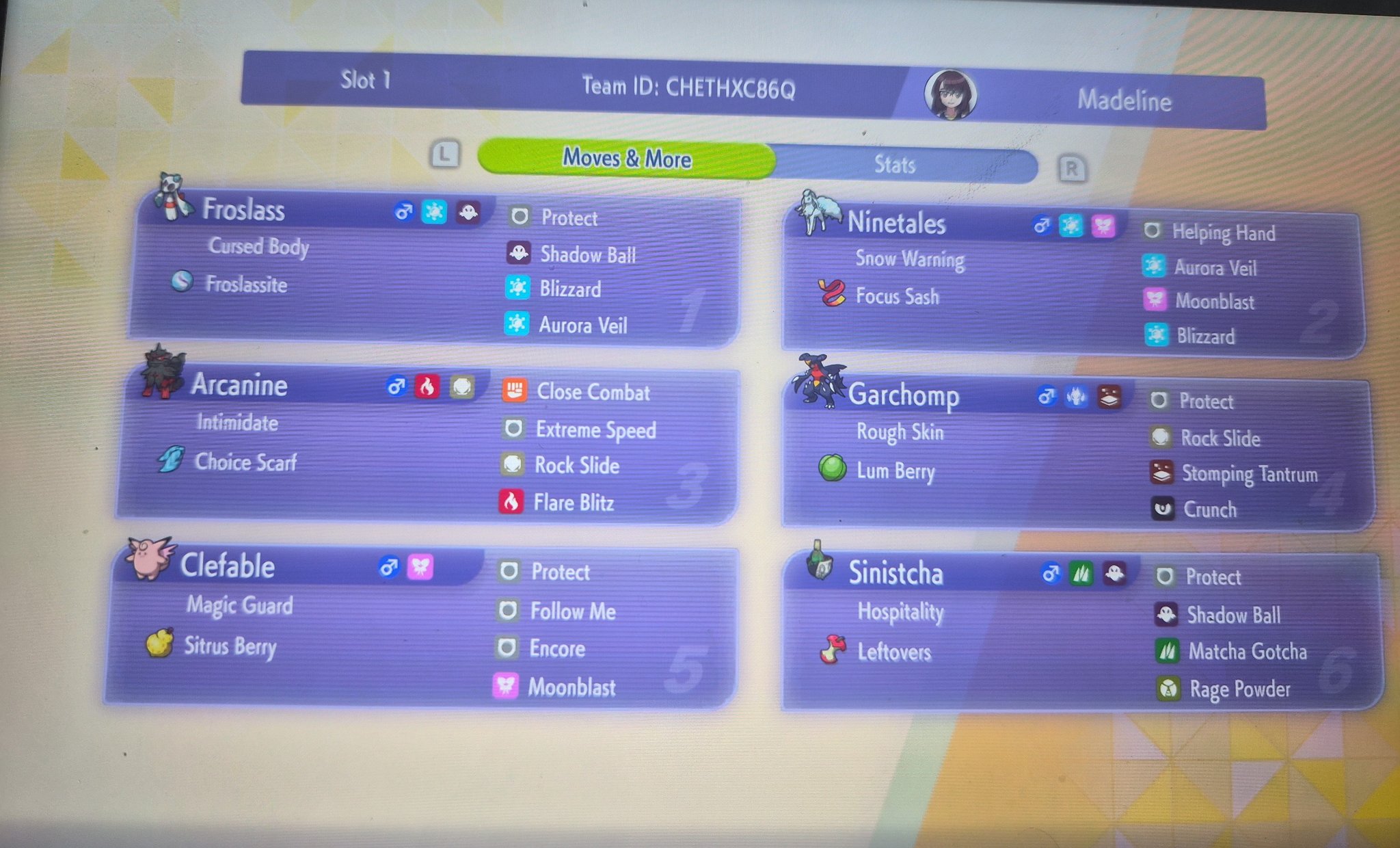 maddyinaction's Froslass Snow Team preview