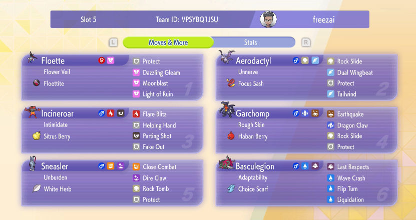 Freezai's Floette Aerodactyl Team preview