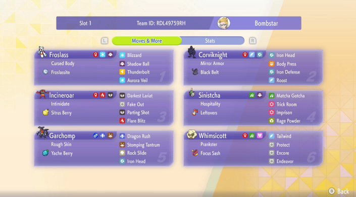 bombstar13's Master Ball Froslass Corviknight preview