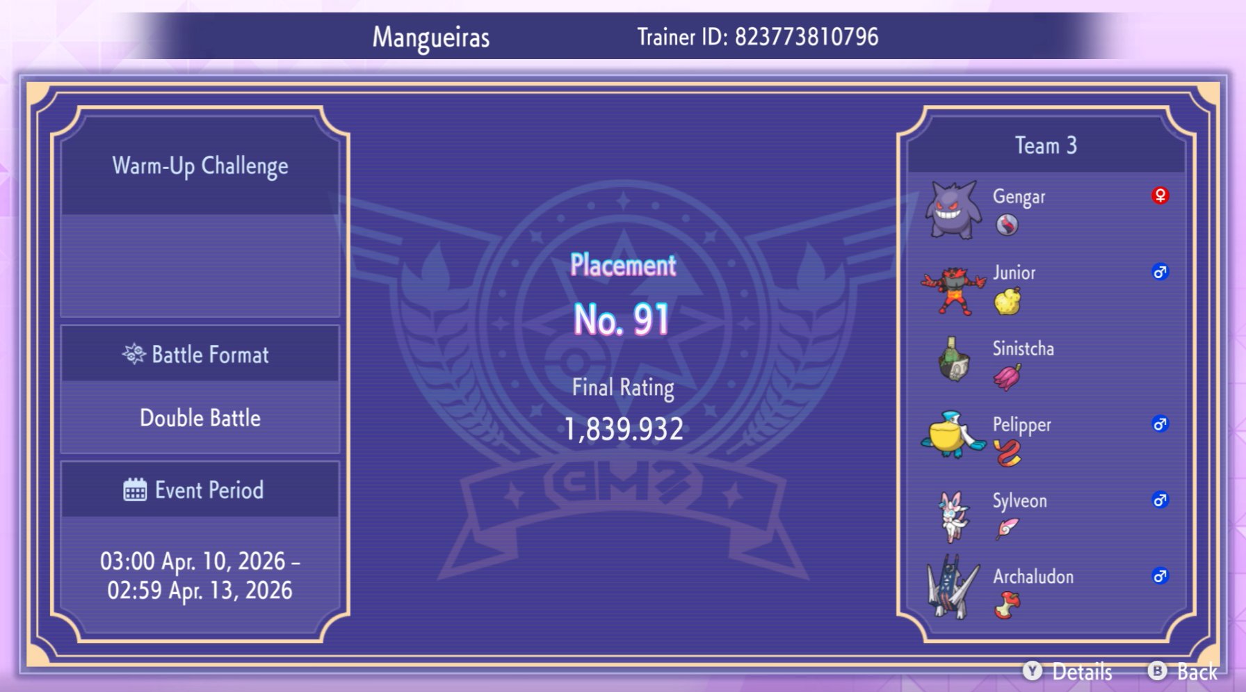 EmbC's Warm Up Gengar Rain preview