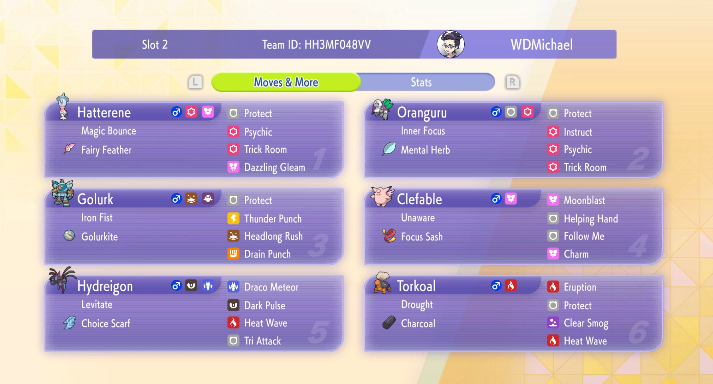 WDMichael's Golurk Trick Room Team preview