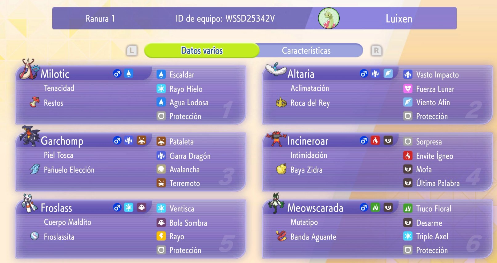 luixens' Froslass Altaria Team screenshot 2