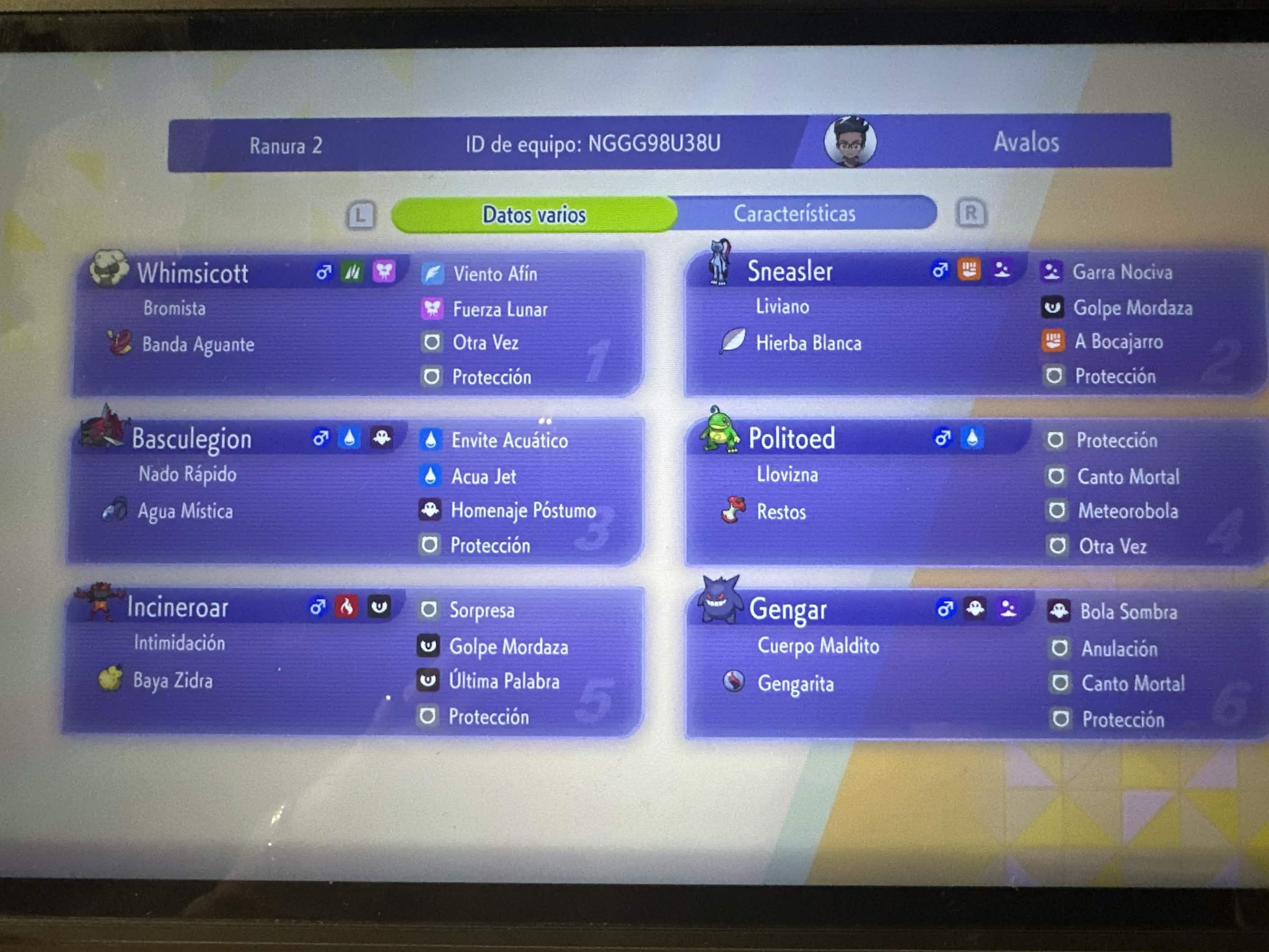 Avalos_VGC's Gengar Rain Team preview