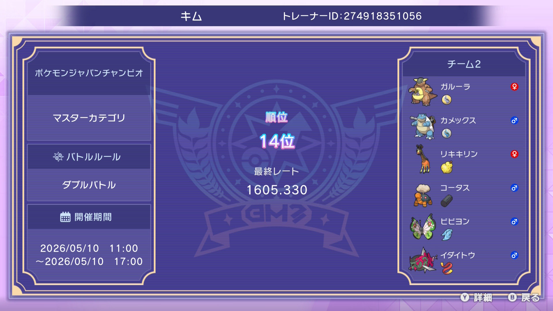 kim0227poke's PJCS Qualifiers 14th Place Team preview