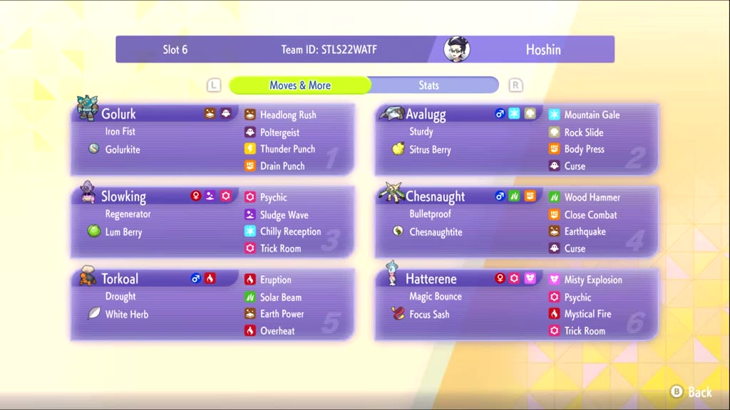 HoshinJosh's Hisuian Avalugg Trick Room screenshot 2