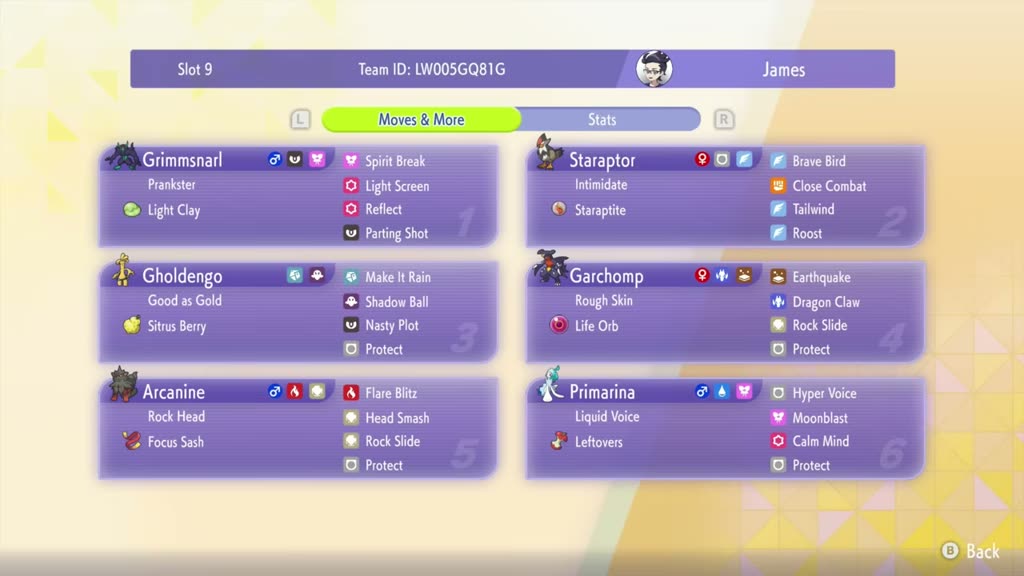 James Baek's Mega Staraptor M-B Team screenshot 2