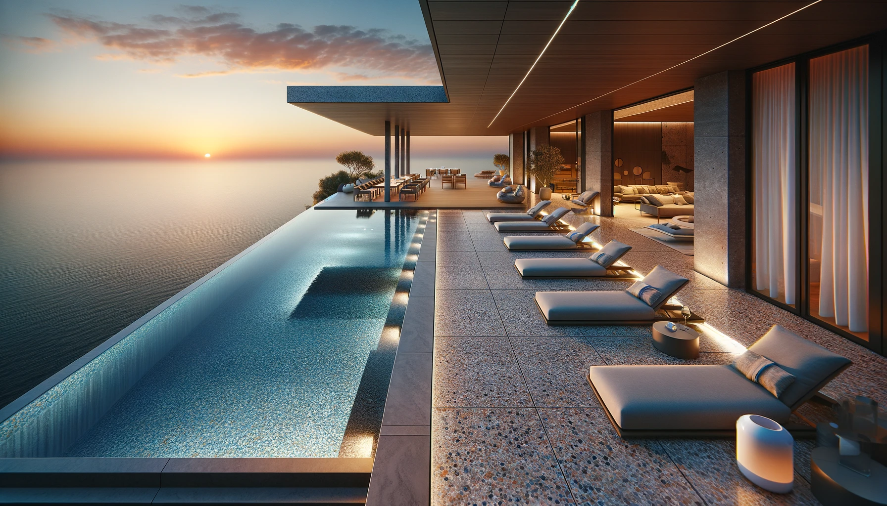 terrazzo slabs infinity pool