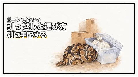ボールパイソンの引っ越しと運び方｜ヘビの移動は別に手配。新居のケージが動いてから移す