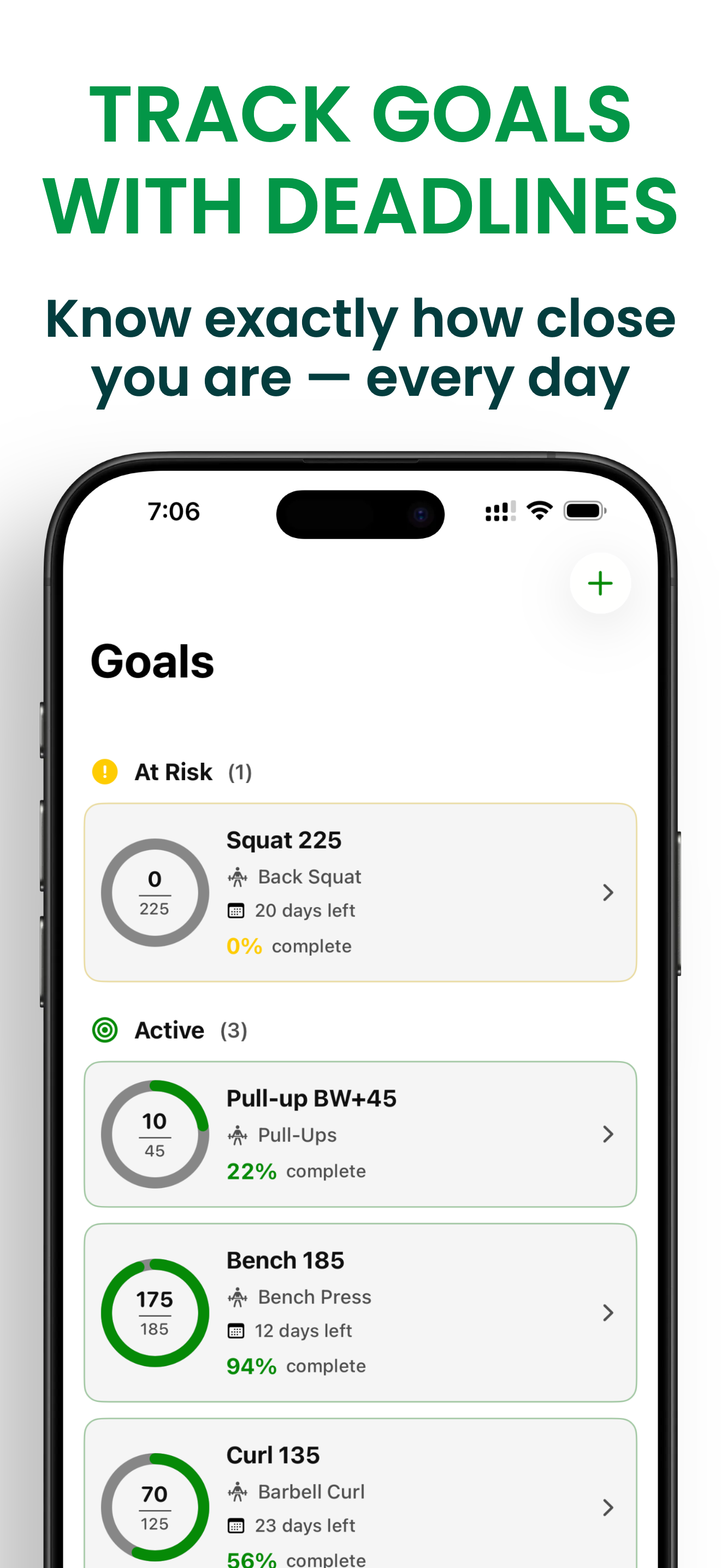 Bazu iPhone screenshot — track goals
