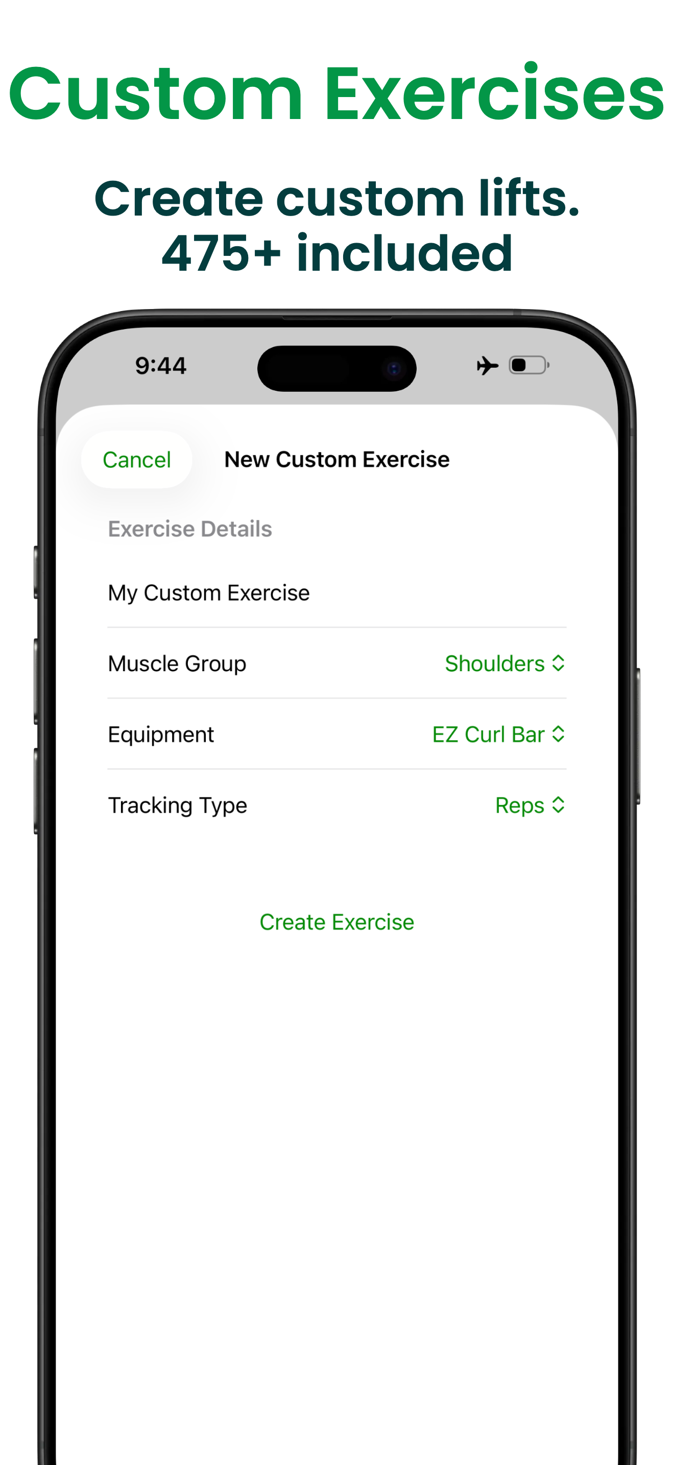 Bazu iPhone screenshot — custom exercise