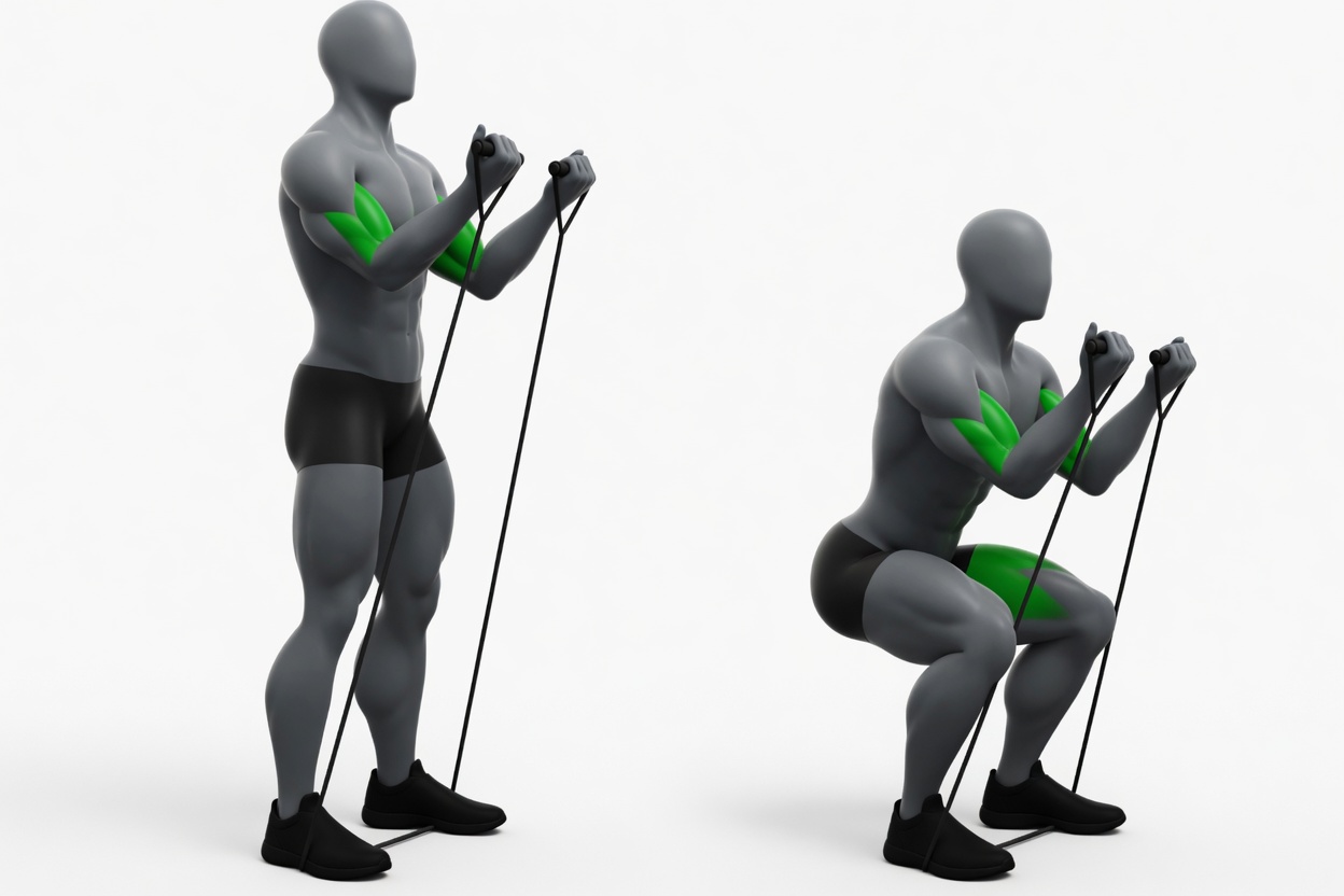Front Squat (Band) exercise demonstration