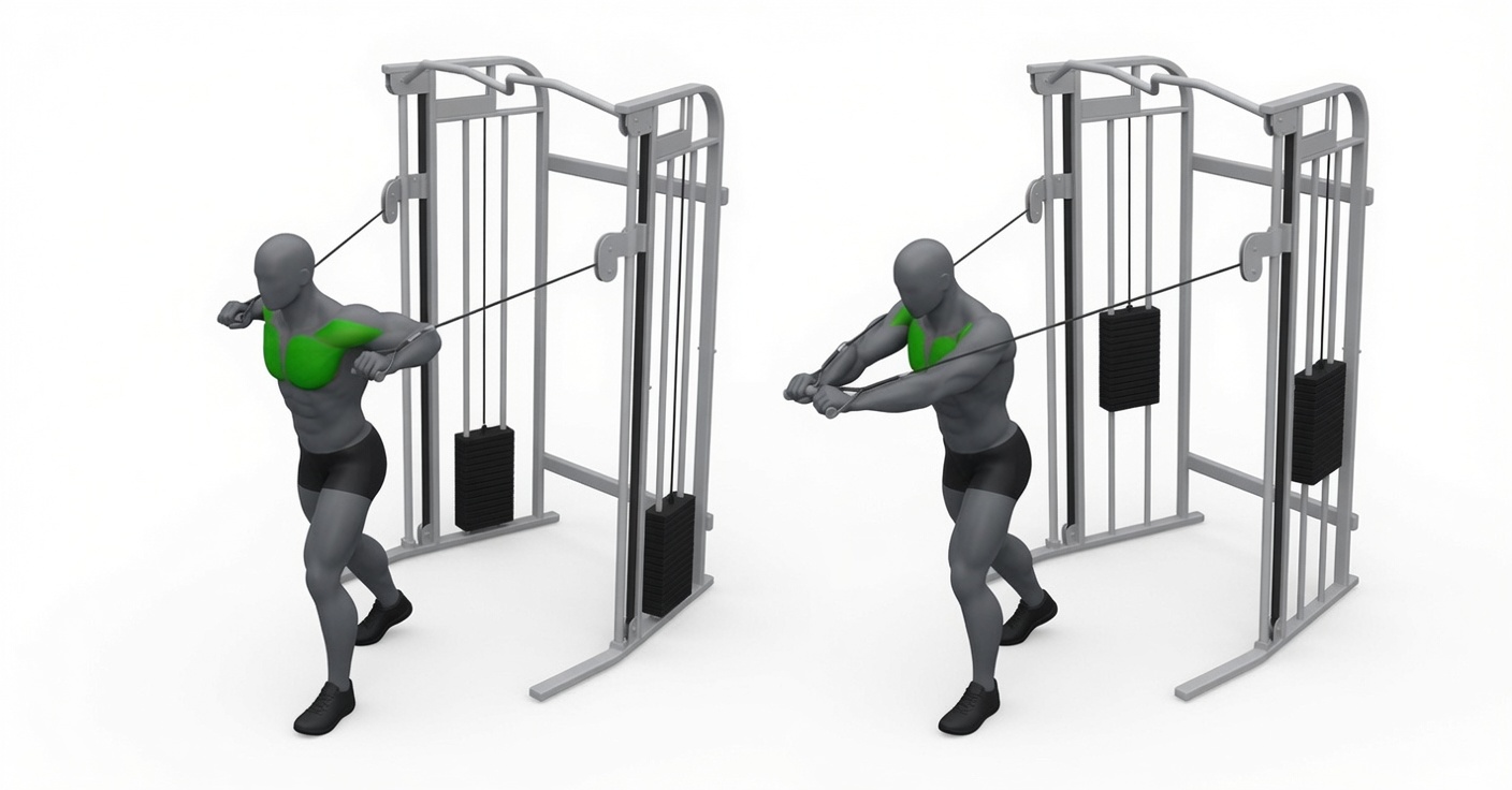 Cable chest press exercise demonstration