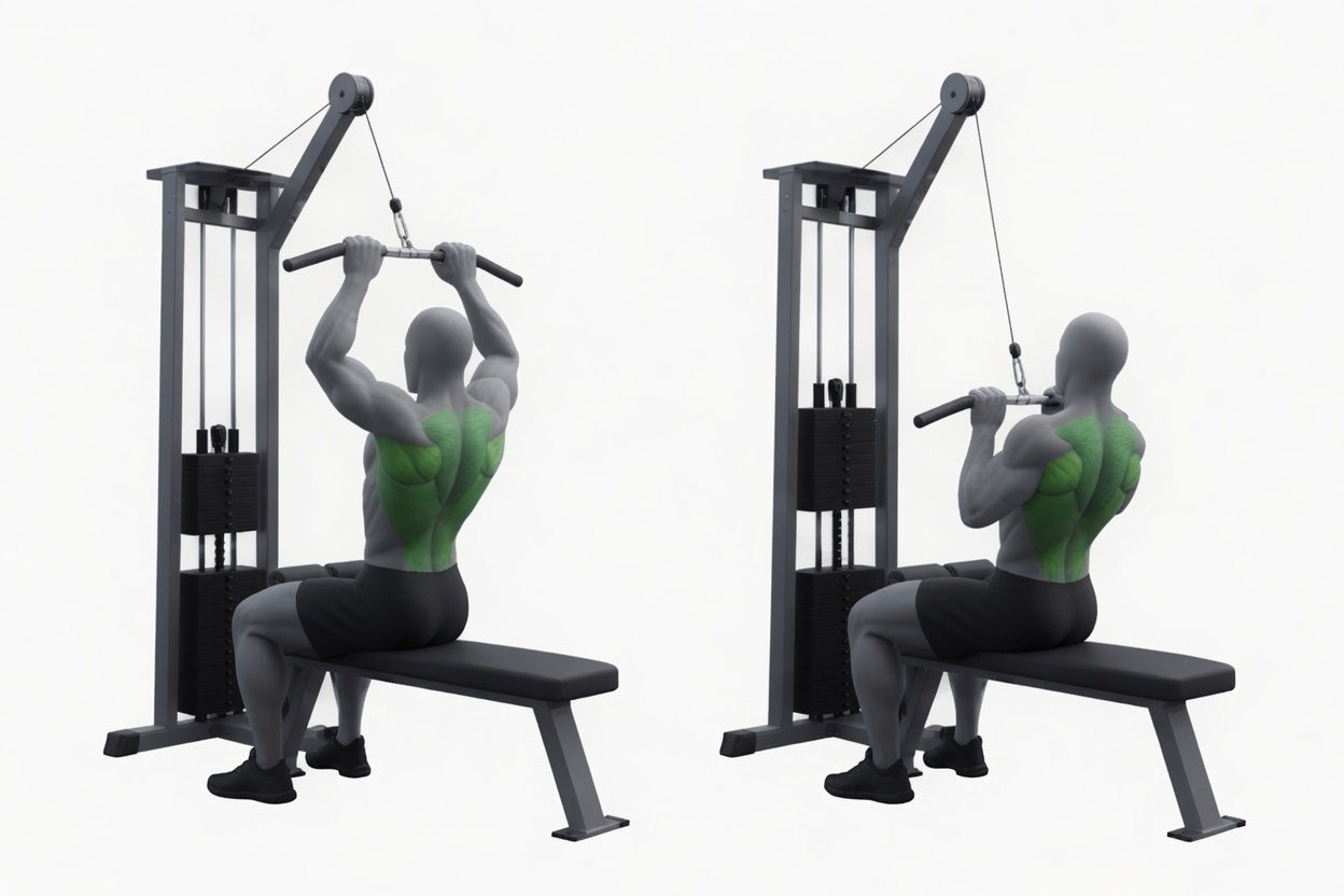Close-grip cable lat pulldown exercise demonstration