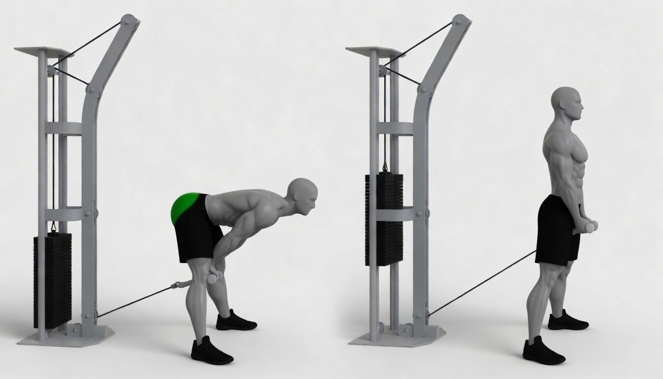 Cable pull-through exercise demonstration