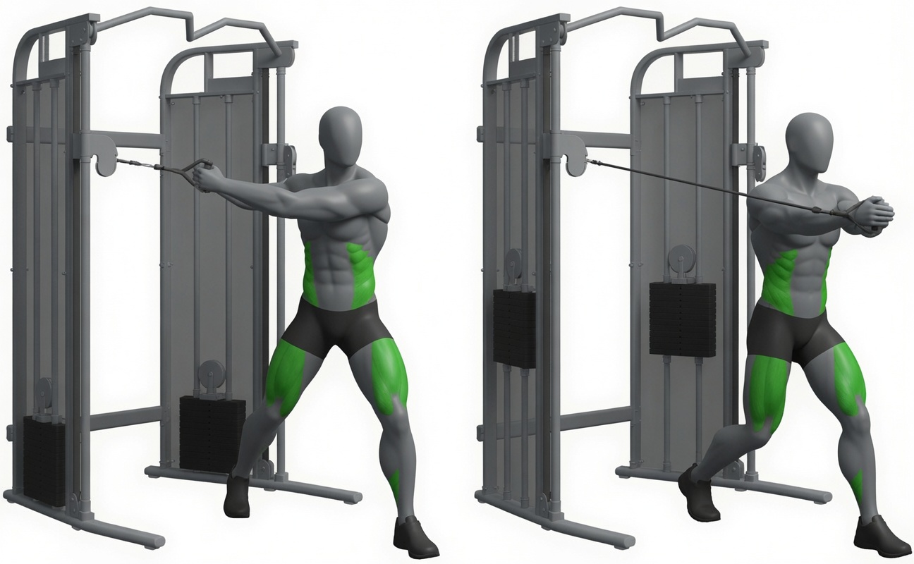 Cable woodchop exercise demonstration