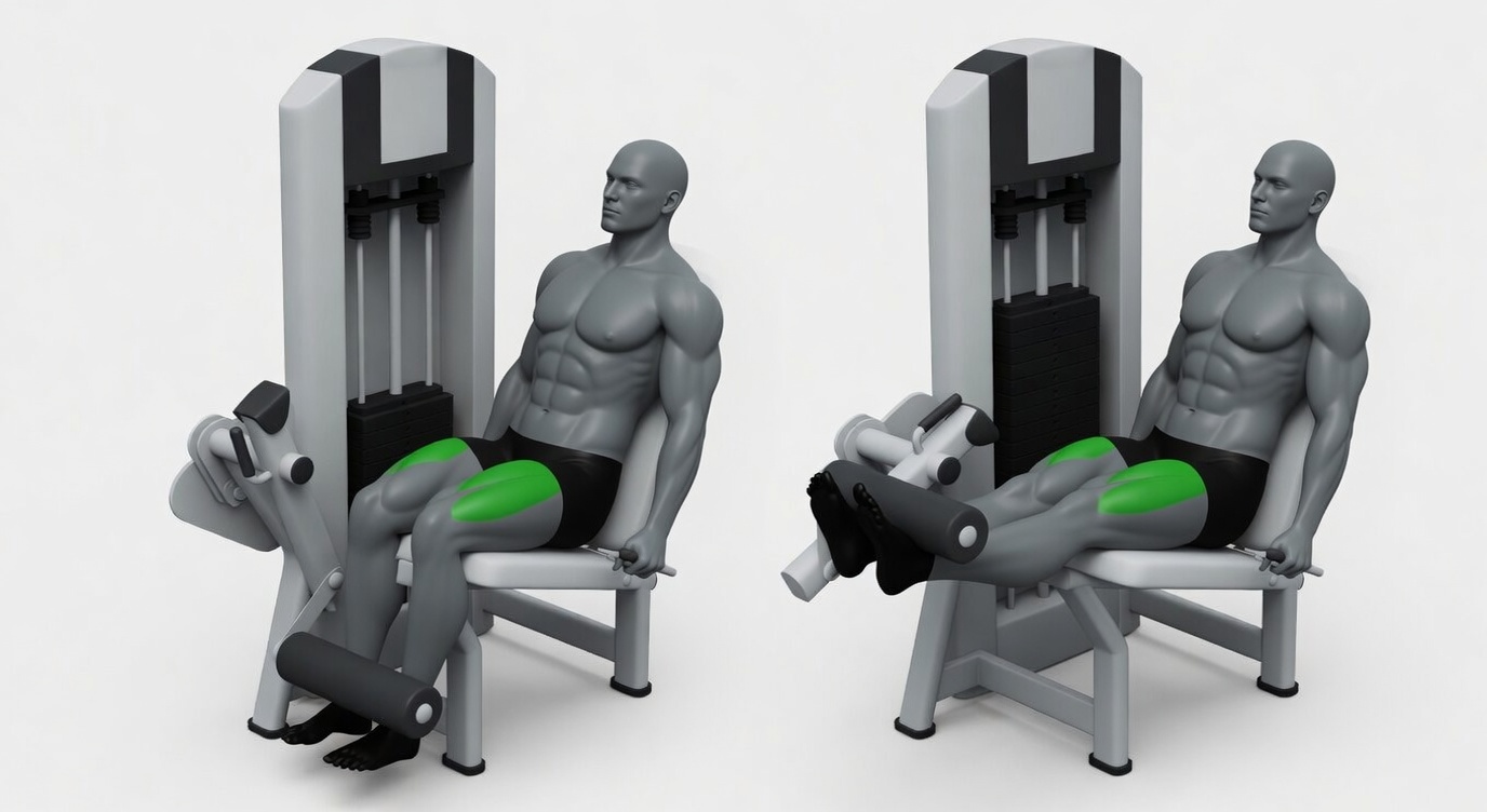 Machine leg extension exercise demonstration