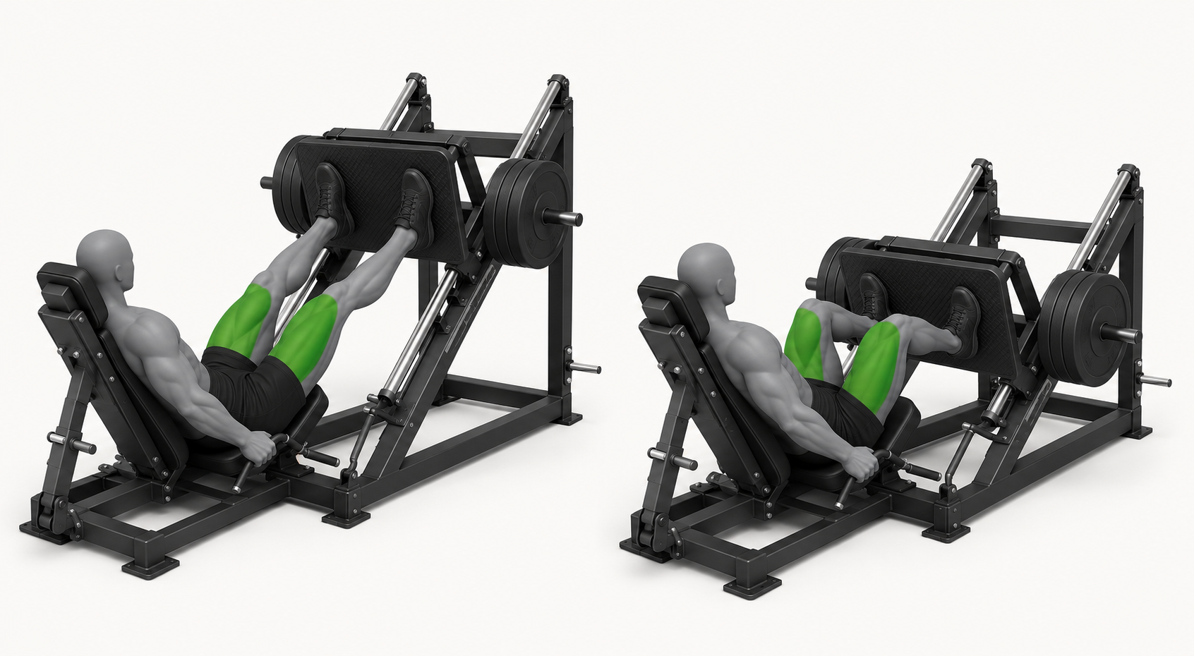 Machine leg press exercise demonstration