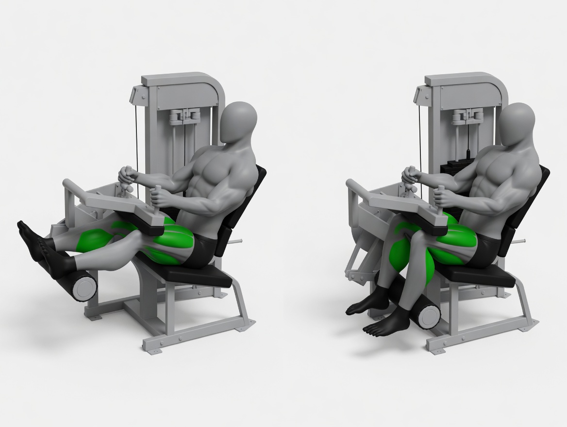 Seated leg curl exercise demonstration