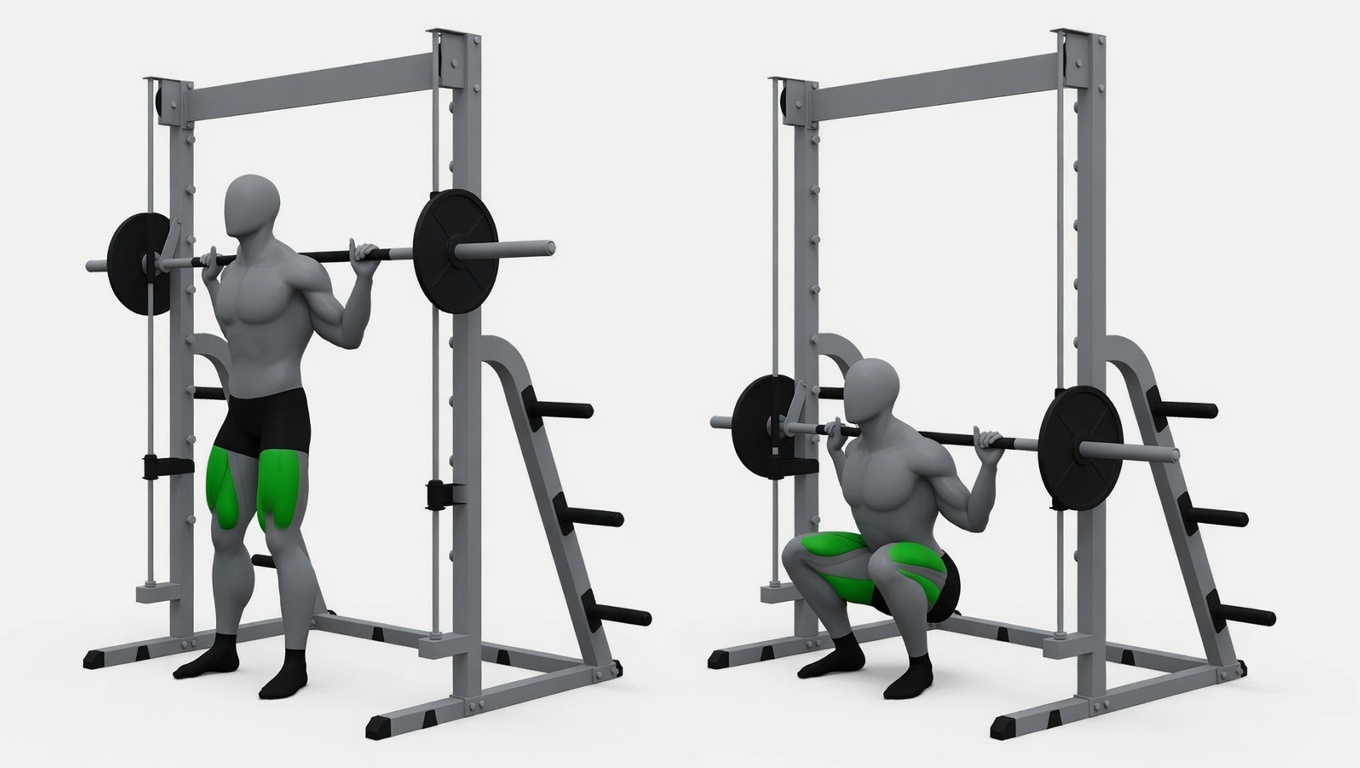 Smith machine squat exercise demonstration