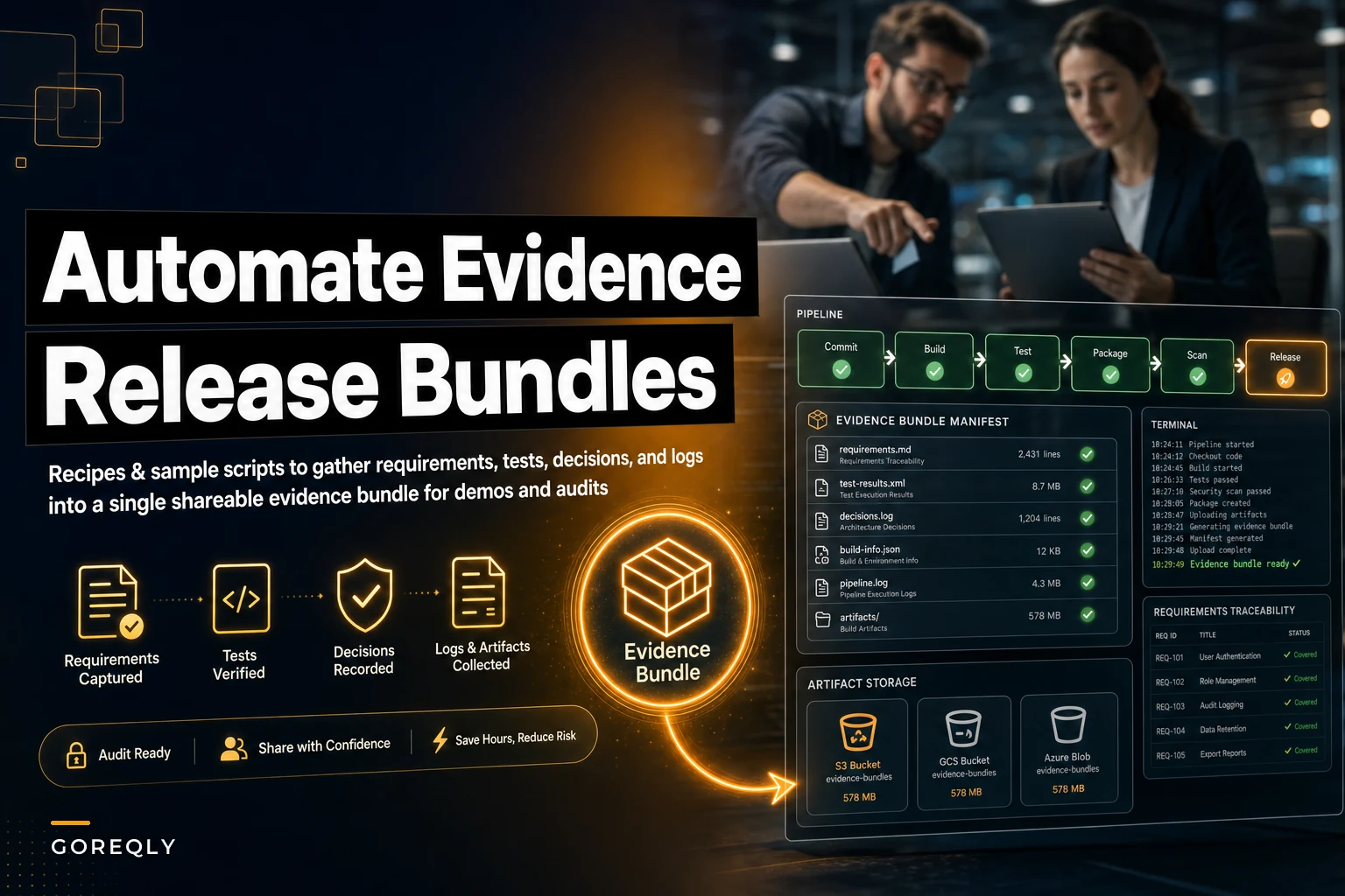 Build automated release evidence bundles: recipes to collect linked artifacts for demos and audits